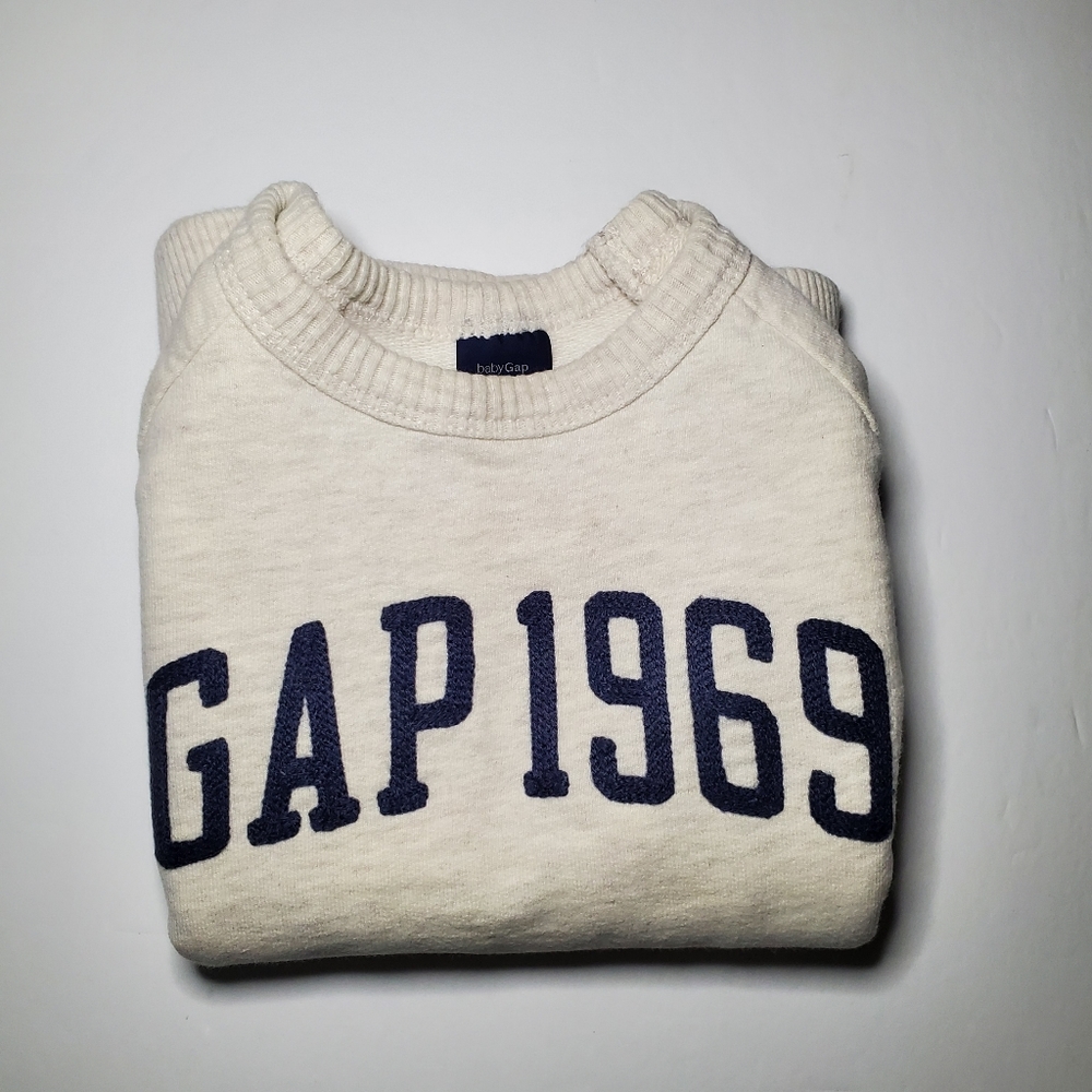 GAP BabyGap Sweatshirt Cream Blue Toddler Boy 2 Years